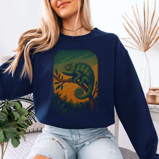 Chameleon Reptile Aesthetic Sweatshirt – Goblincore Nature Vibes Gift