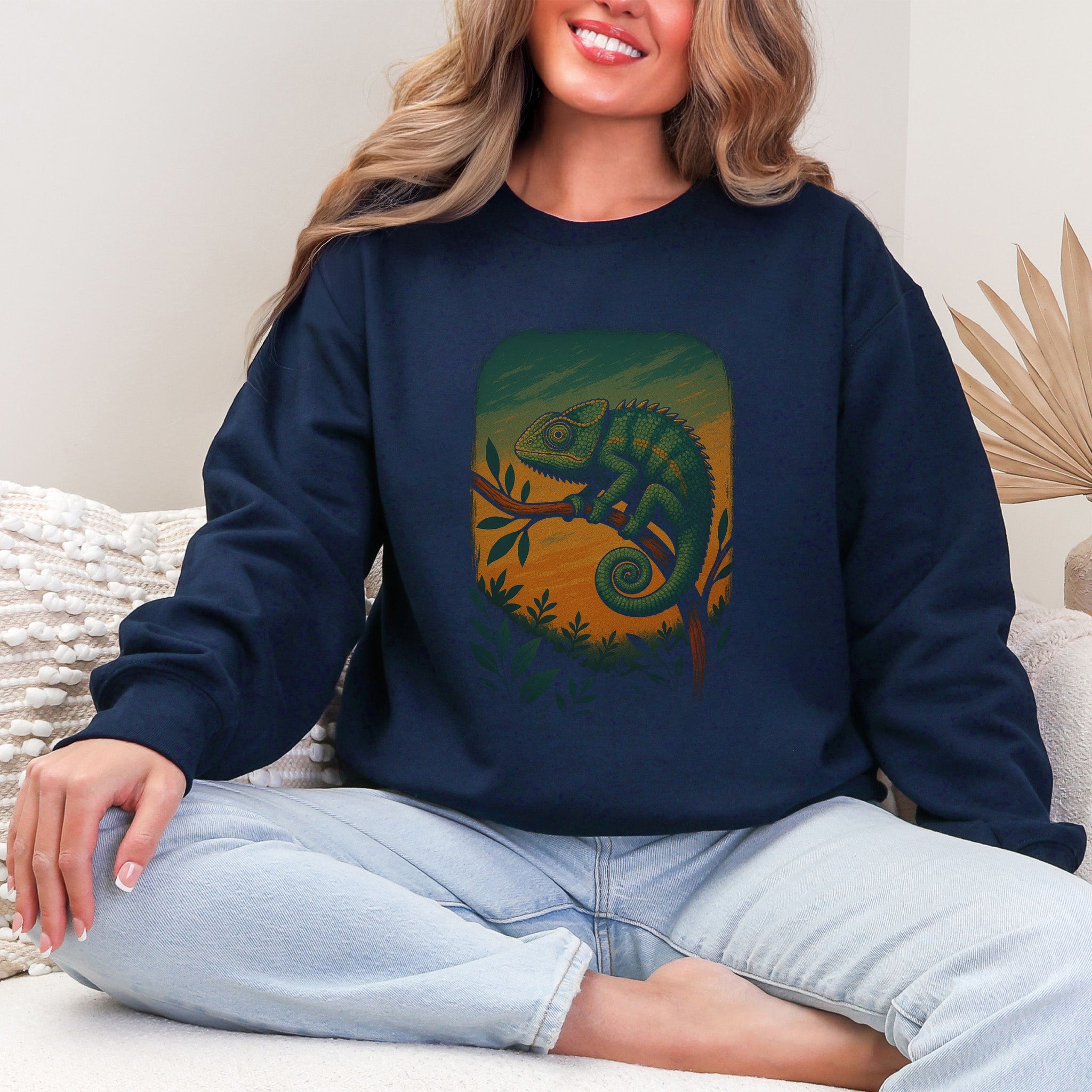 Chameleon Reptile Aesthetic Sweatshirt – Goblincore Nature Vibes Gift
