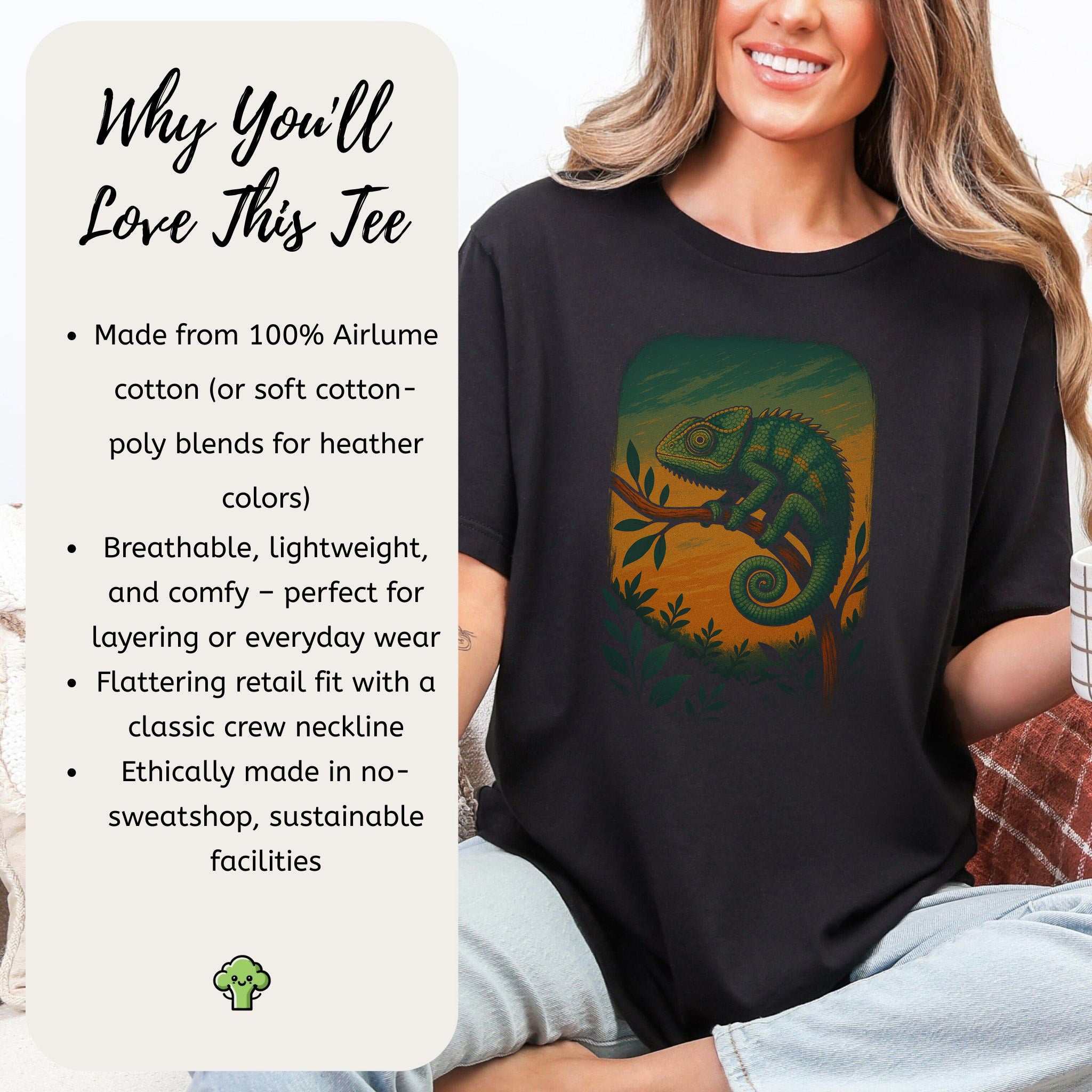 Chameleon in Grove T-Shirt – Nature-Inspired Reptile Art Tee