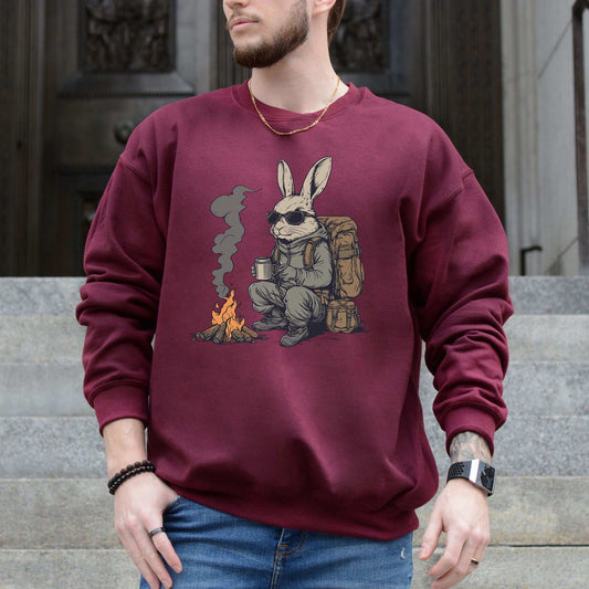 Campfire Rabbit Sweatshirt – Cozy Adventure Gift for Nature-Loving Bunnies