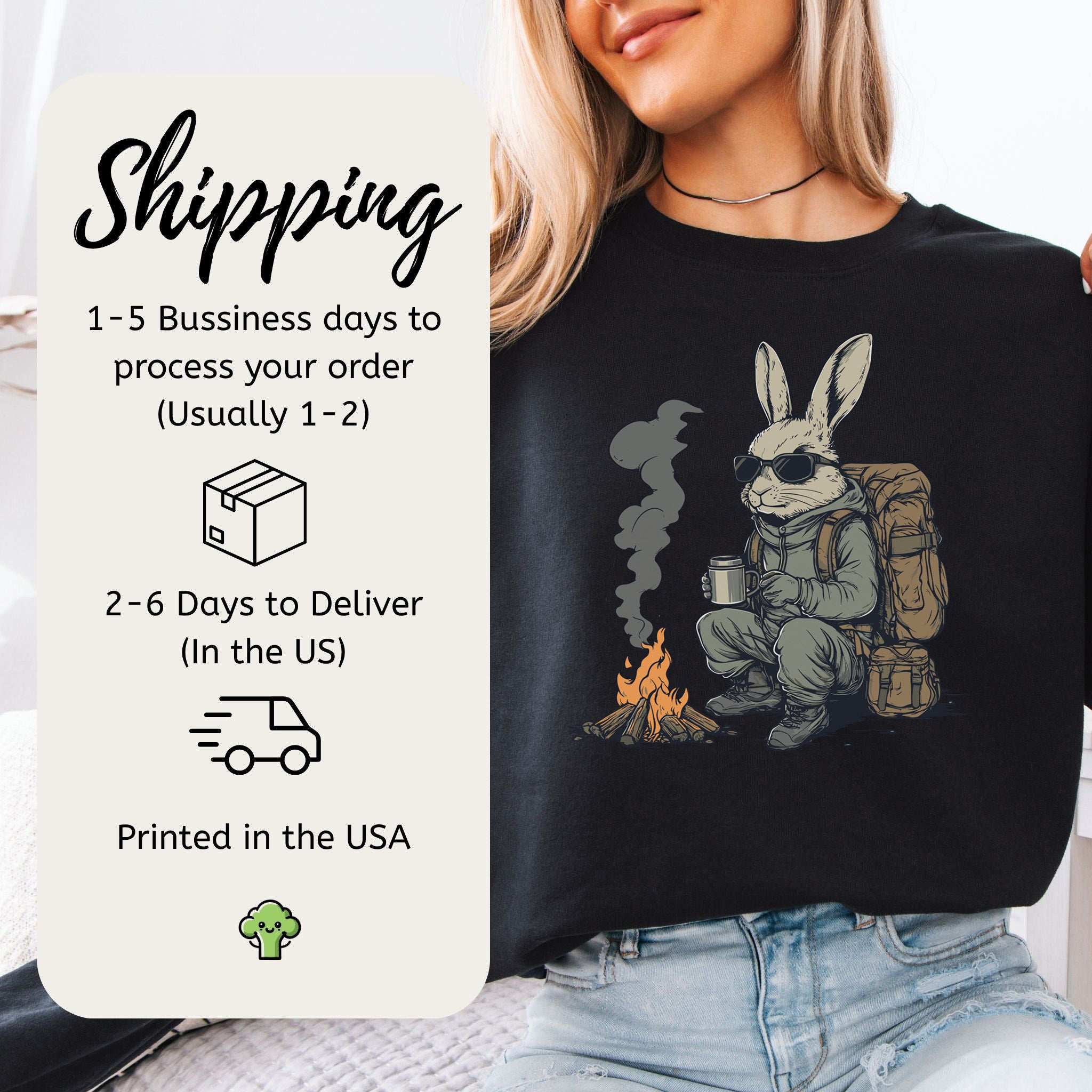 Campfire Rabbit Sweatshirt – Cozy Adventure Gift for Nature-Loving Bunnies