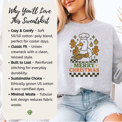 Chef Duck Christmas Sweatshirt – Funny Gingerbread Baking Gift