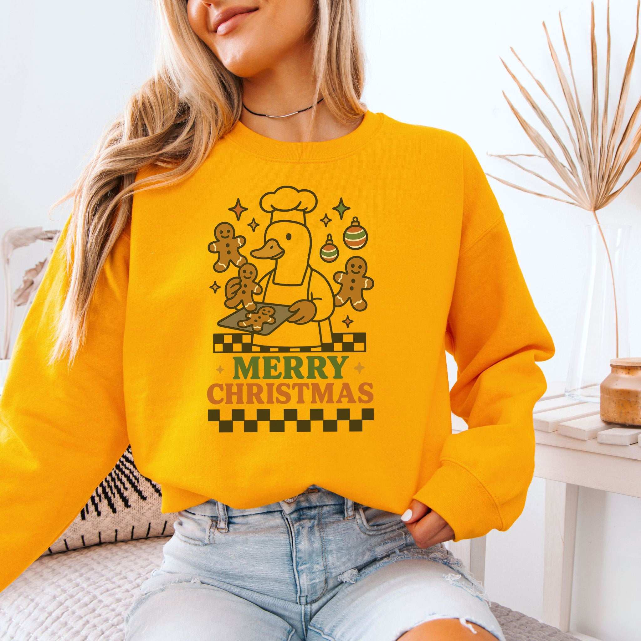 Chef Duck Christmas Sweatshirt – Funny Gingerbread Baking Gift