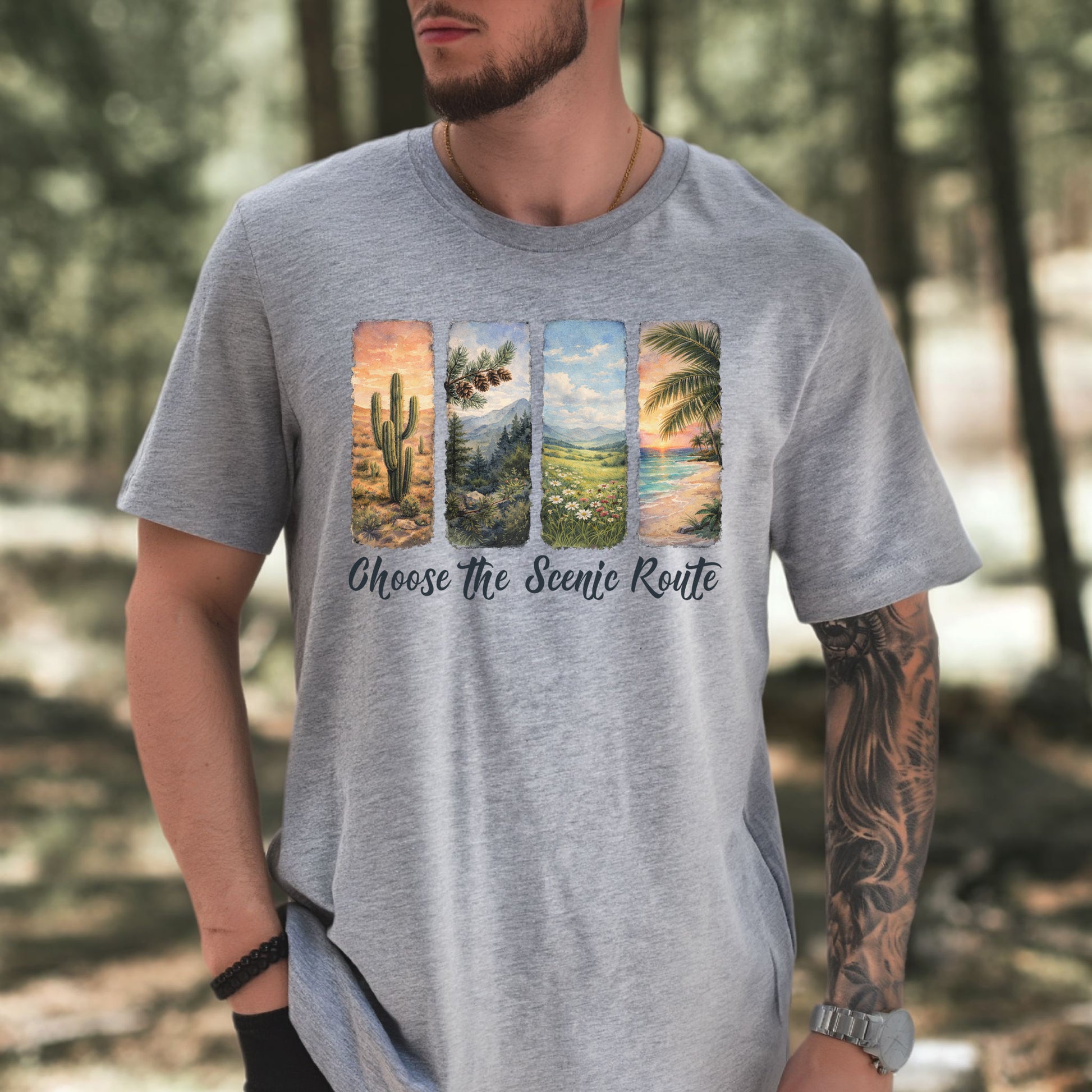 Choose the Scenic Route Botanical Nature T-Shirt – Retro Adventure Art