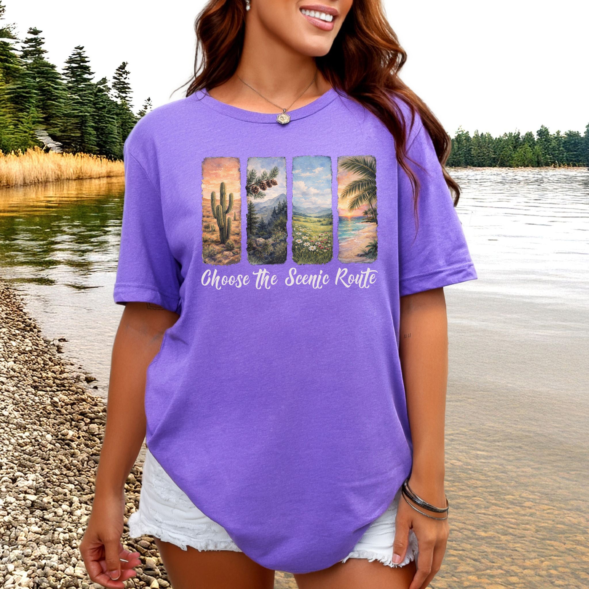 Choose the Scenic Route Botanical Nature T-Shirt – Retro Adventure Art