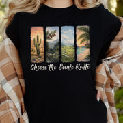 Choose the Scenic Route Botanical Nature T-Shirt – Retro Adventure Art