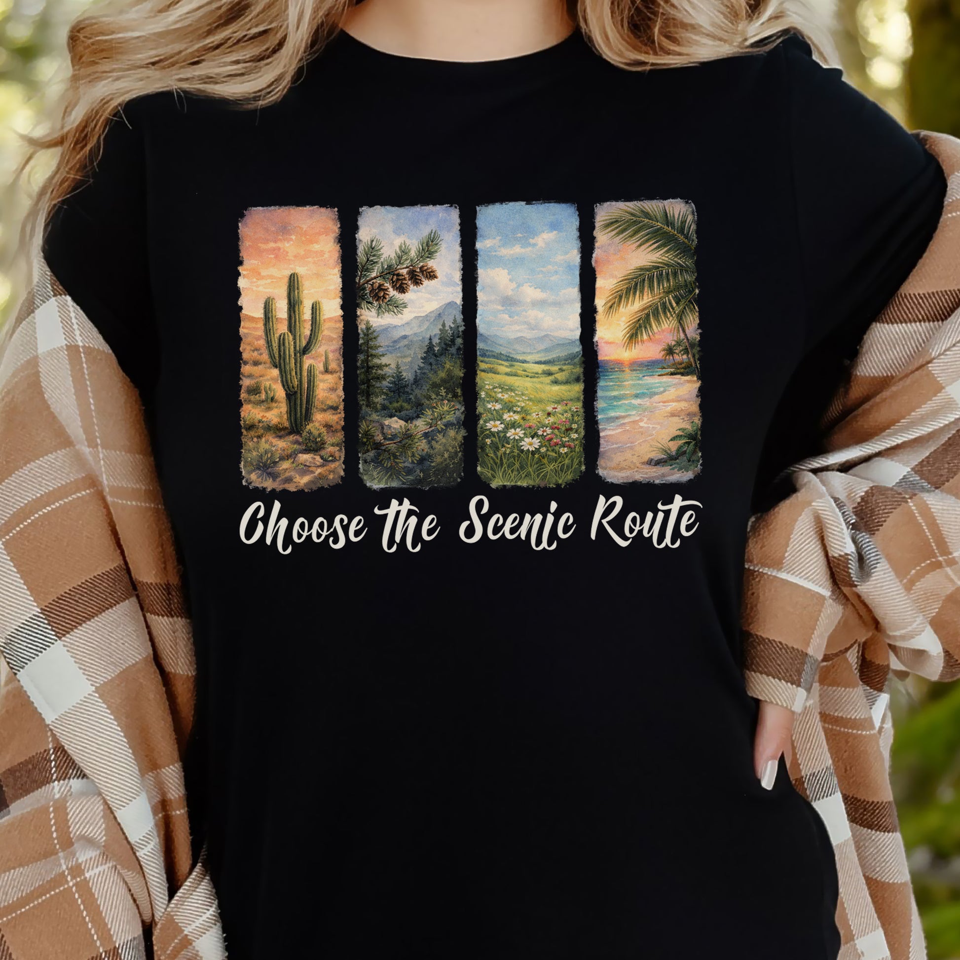 Choose the Scenic Route Botanical Nature T-Shirt – Retro Adventure Art