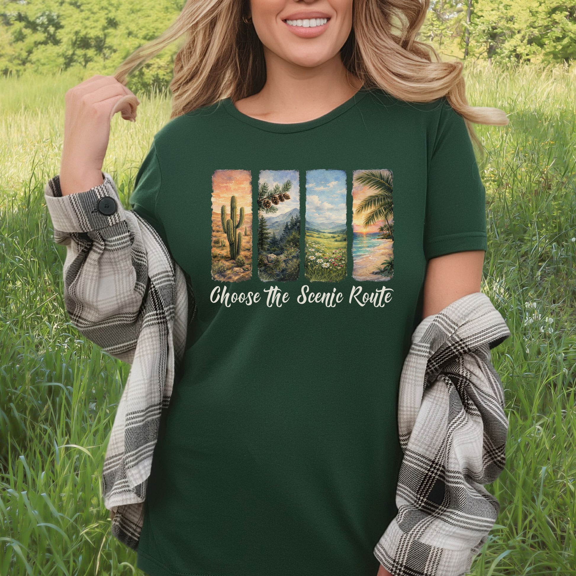 Choose the Scenic Route Botanical Nature T-Shirt – Retro Adventure Art