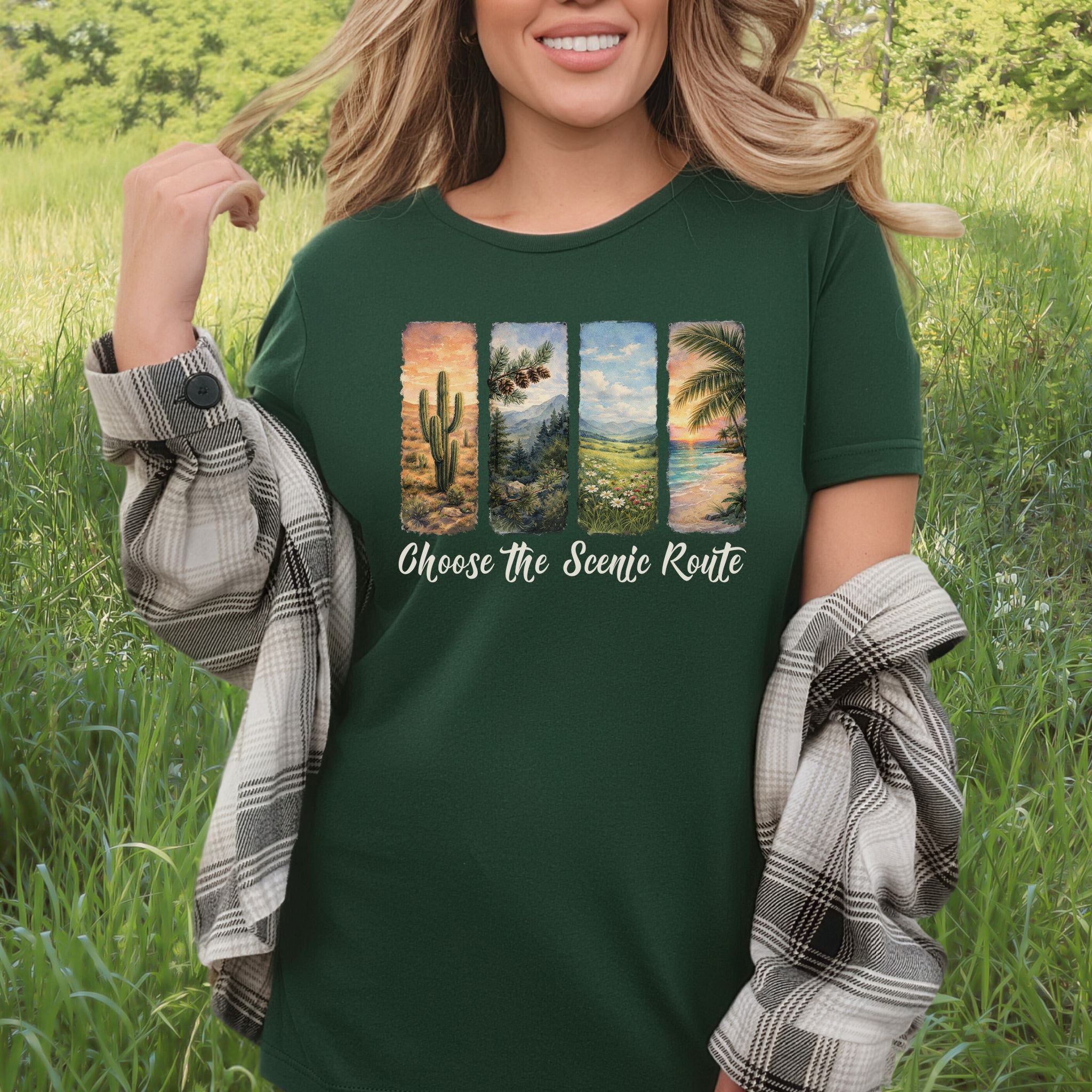 Choose the Scenic Route Botanical Nature T-Shirt – Retro Adventure Art