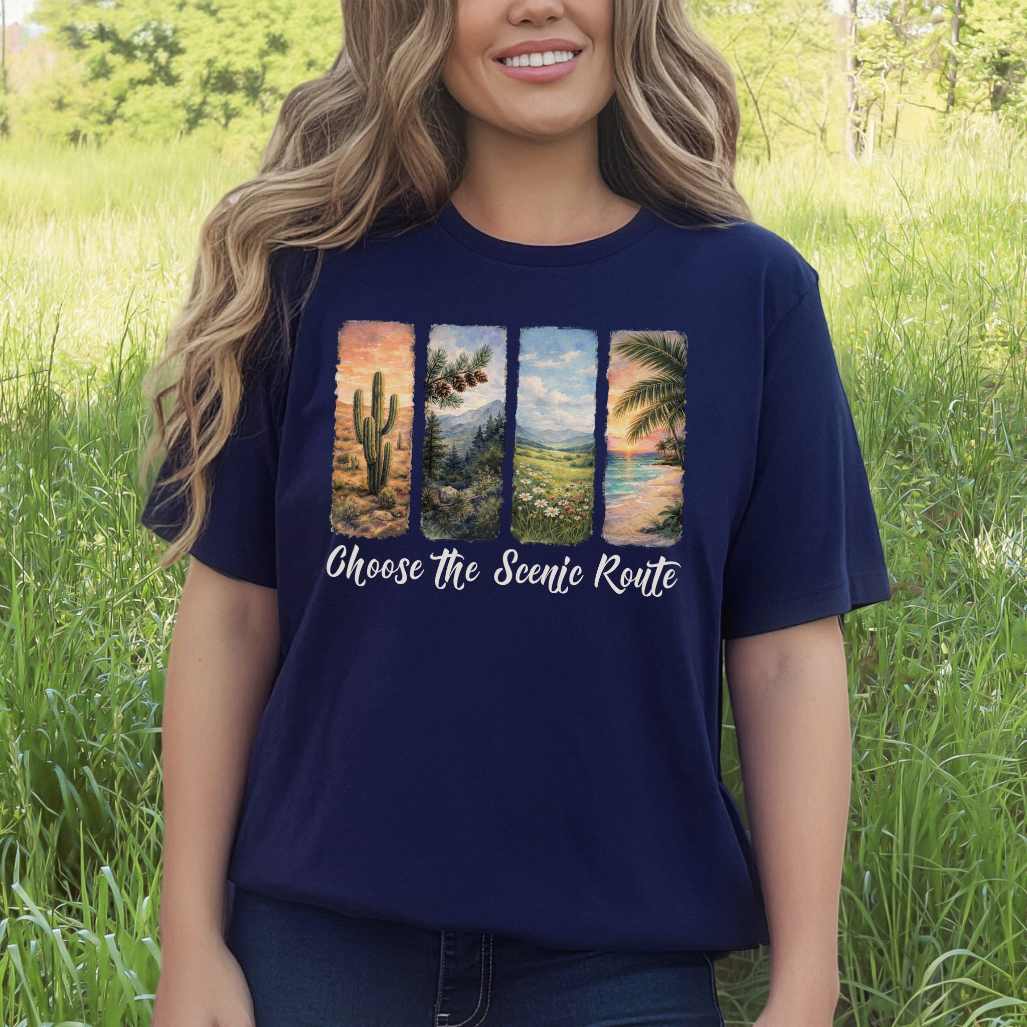 Choose the Scenic Route Botanical Nature T-Shirt – Retro Adventure Art