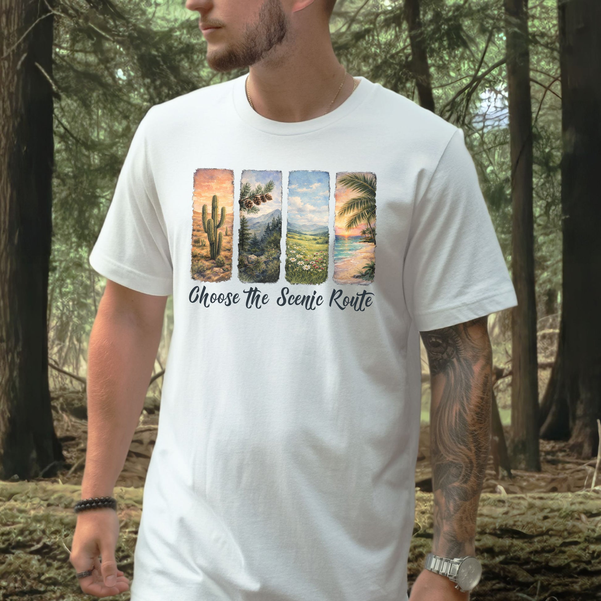 Choose the Scenic Route Botanical Nature T-Shirt – Retro Adventure Art