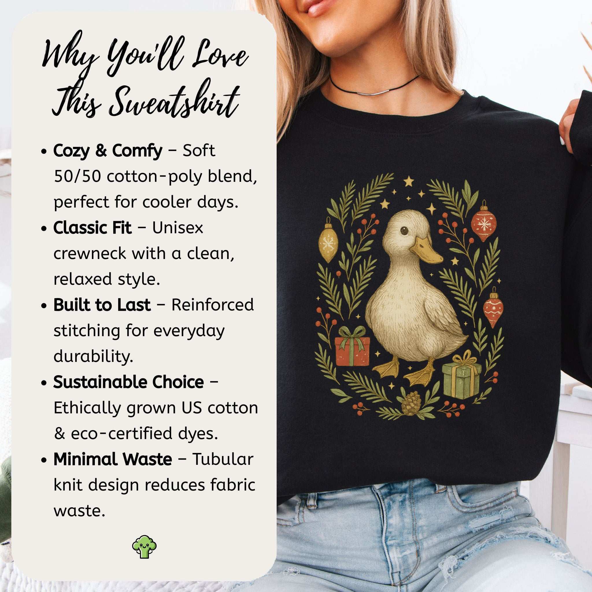 Christmas Duck Sweatshirt – Cute Holiday Bird Lovers Cozy Gift
