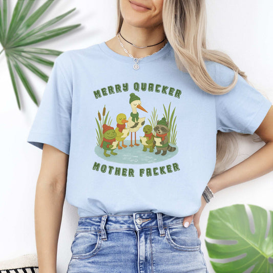 Merry Quacker Choir T-Shirt – Funny Duck, Frog & Raccoon Caroling Tee