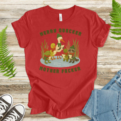 Merry Quacker Choir T-Shirt – Funny Duck, Frog & Raccoon Caroling Tee