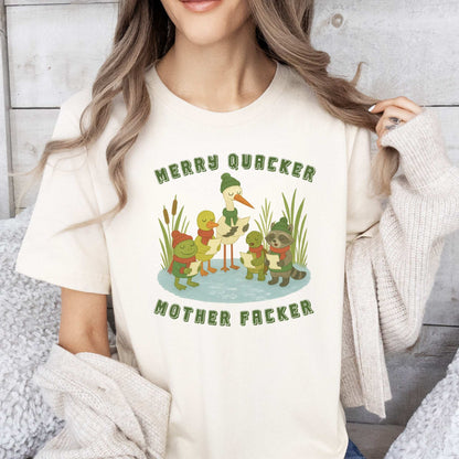 Merry Quacker Choir T-Shirt – Funny Duck, Frog & Raccoon Caroling Tee