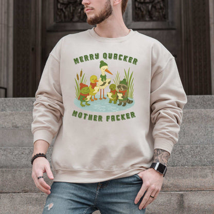 Merry Quacker Choir Sweatshirt – Funny Duck, Frog & Raccoon Carolers
