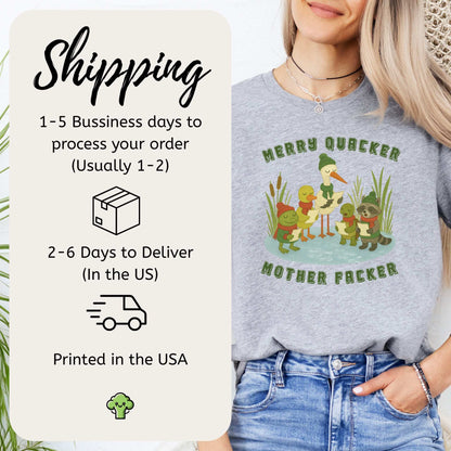 Merry Quacker Choir T-Shirt – Funny Duck, Frog & Raccoon Caroling Tee