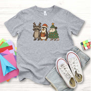Christmas Critters Youth Tee – Funny Raccoon, Penguin & Possum Shirt