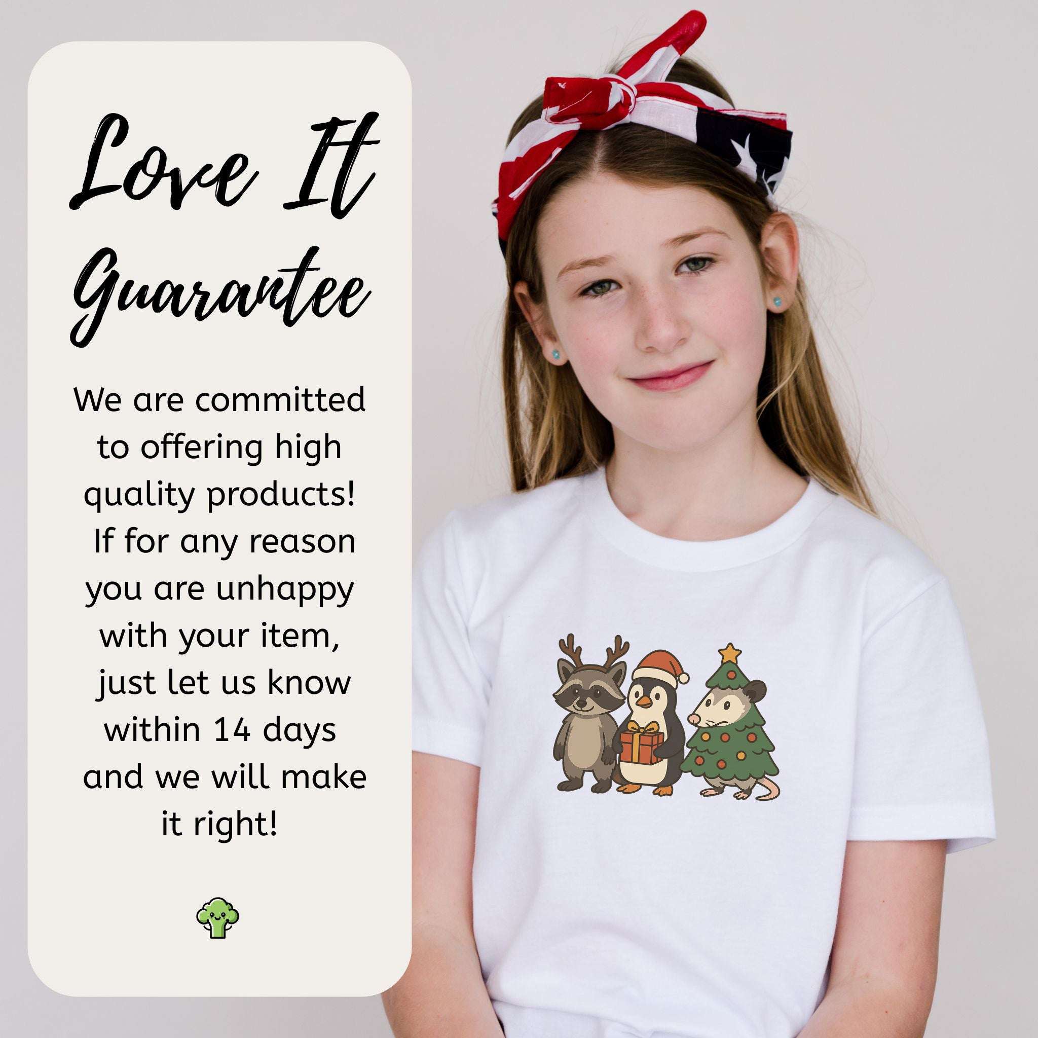 Christmas Critters Youth Tee – Funny Raccoon, Penguin & Possum Shirt