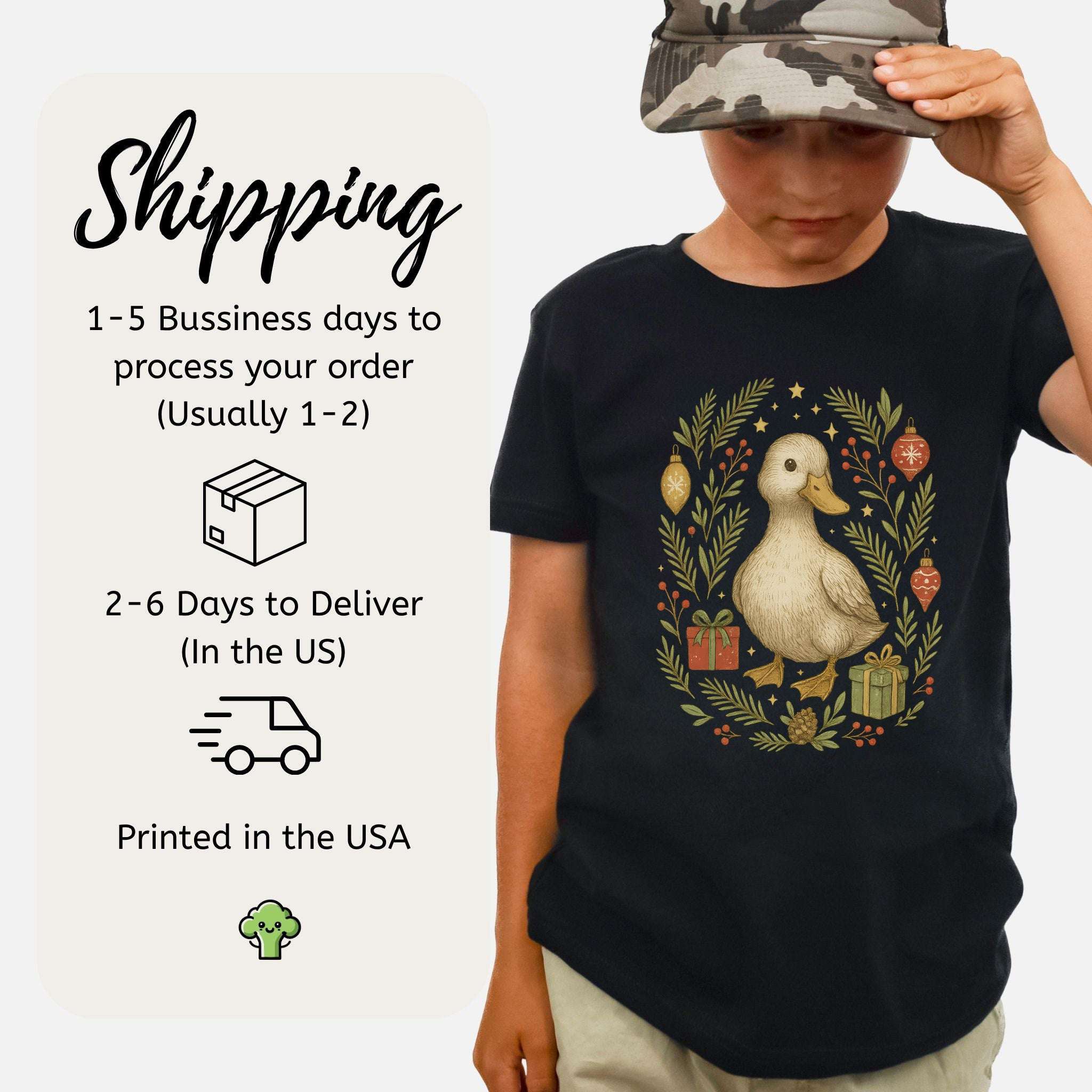 Christmas Duck Youth Tee – Cute Holiday Bird Lovers Gift Shirt