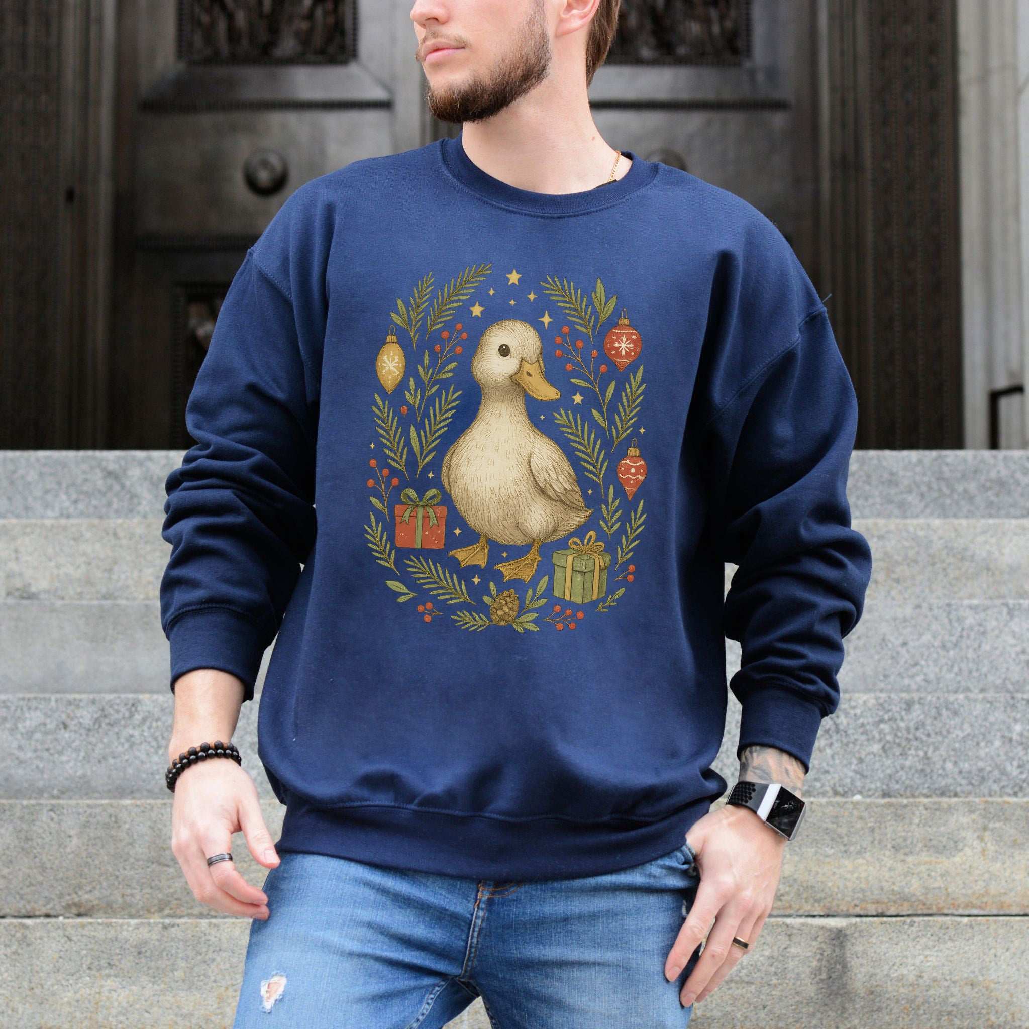 Christmas Duck Sweatshirt – Cute Holiday Bird Lovers Cozy Gift