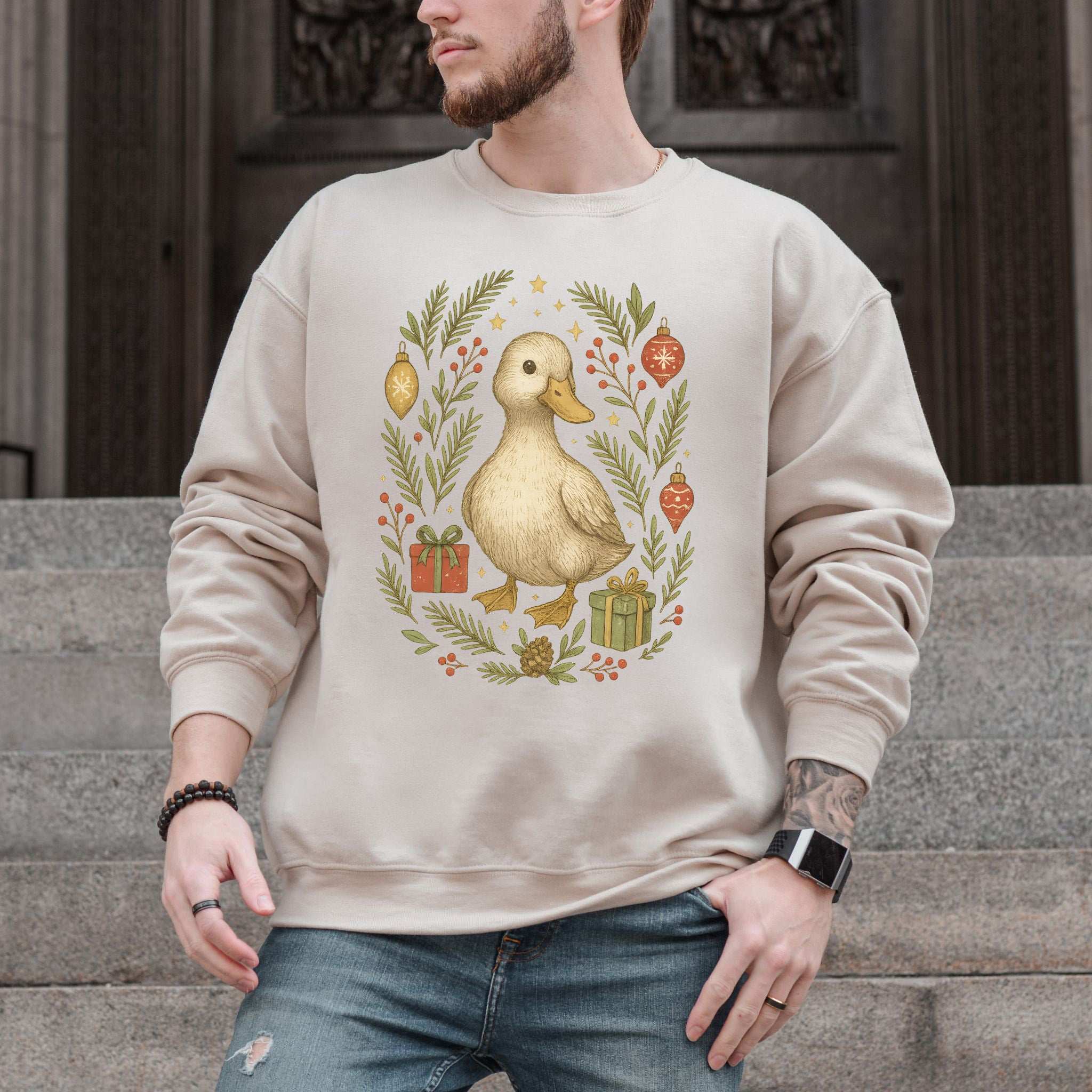 Christmas Duck Sweatshirt – Cute Holiday Bird Lovers Cozy Gift