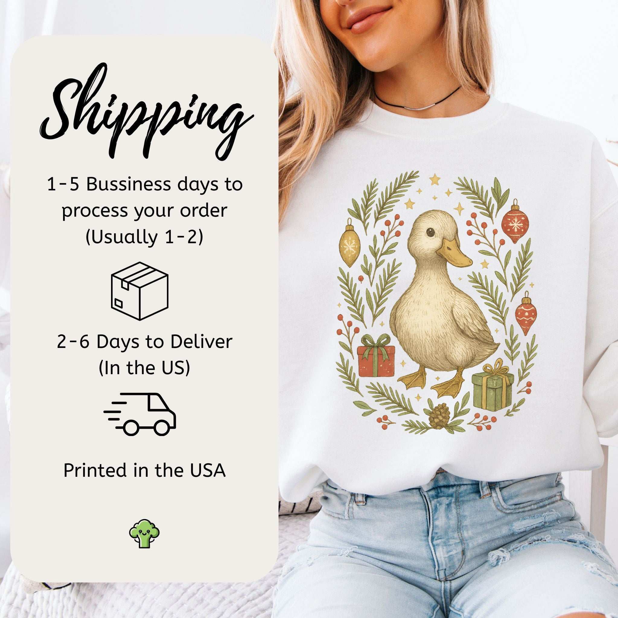 Christmas Duck Sweatshirt – Cute Holiday Bird Lovers Cozy Gift