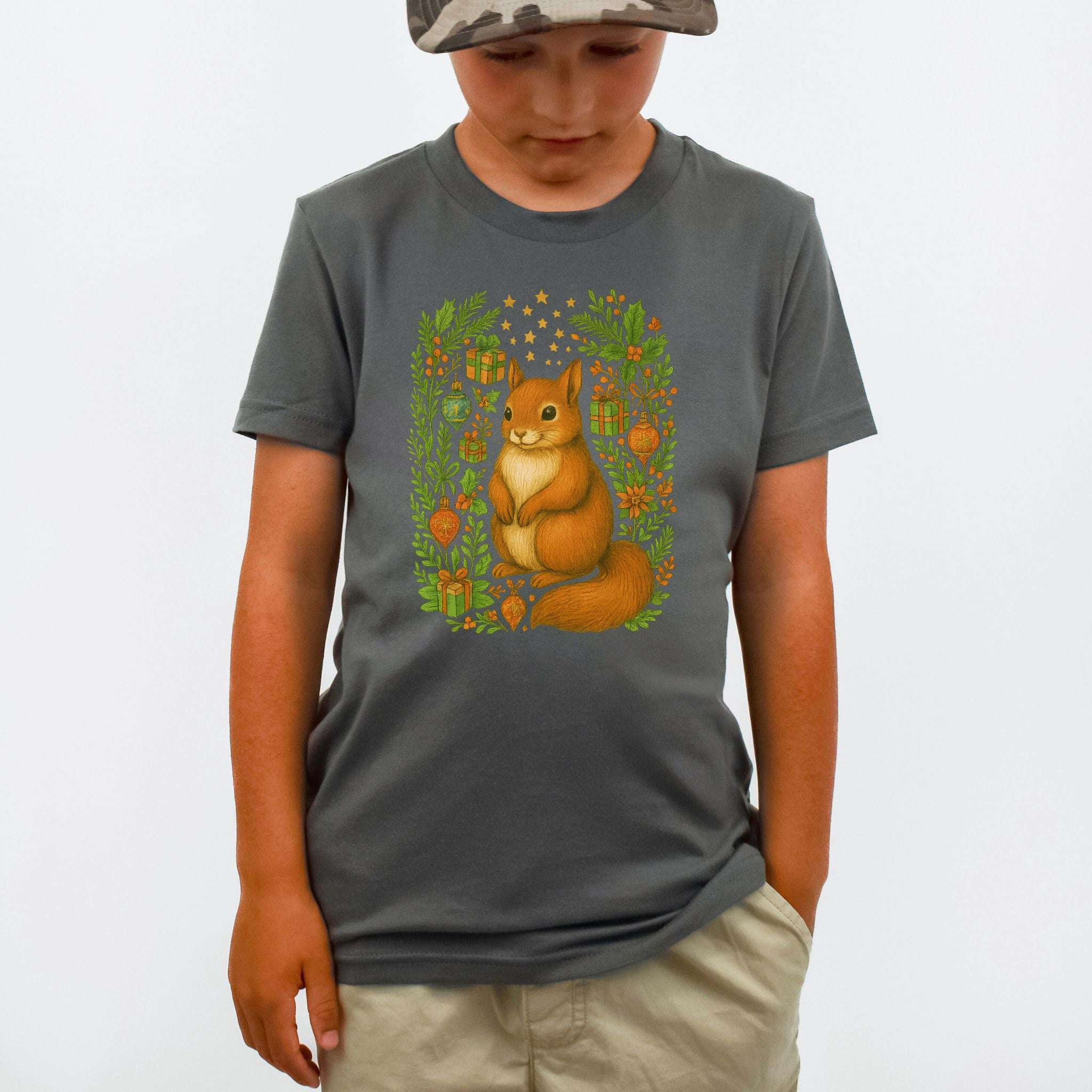 Christmas Squirrel Youth Tee – Cute Woodland Holiday Animal Shirt