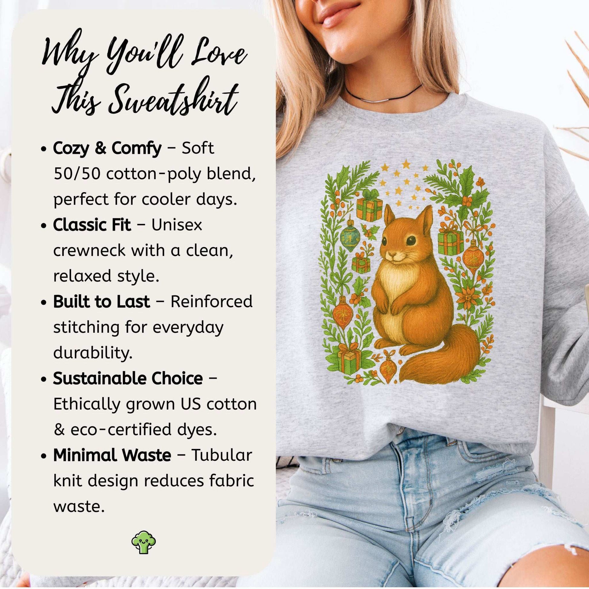 Christmas Squirrel Sweatshirt – Cute Woodland Holiday Forest Magic