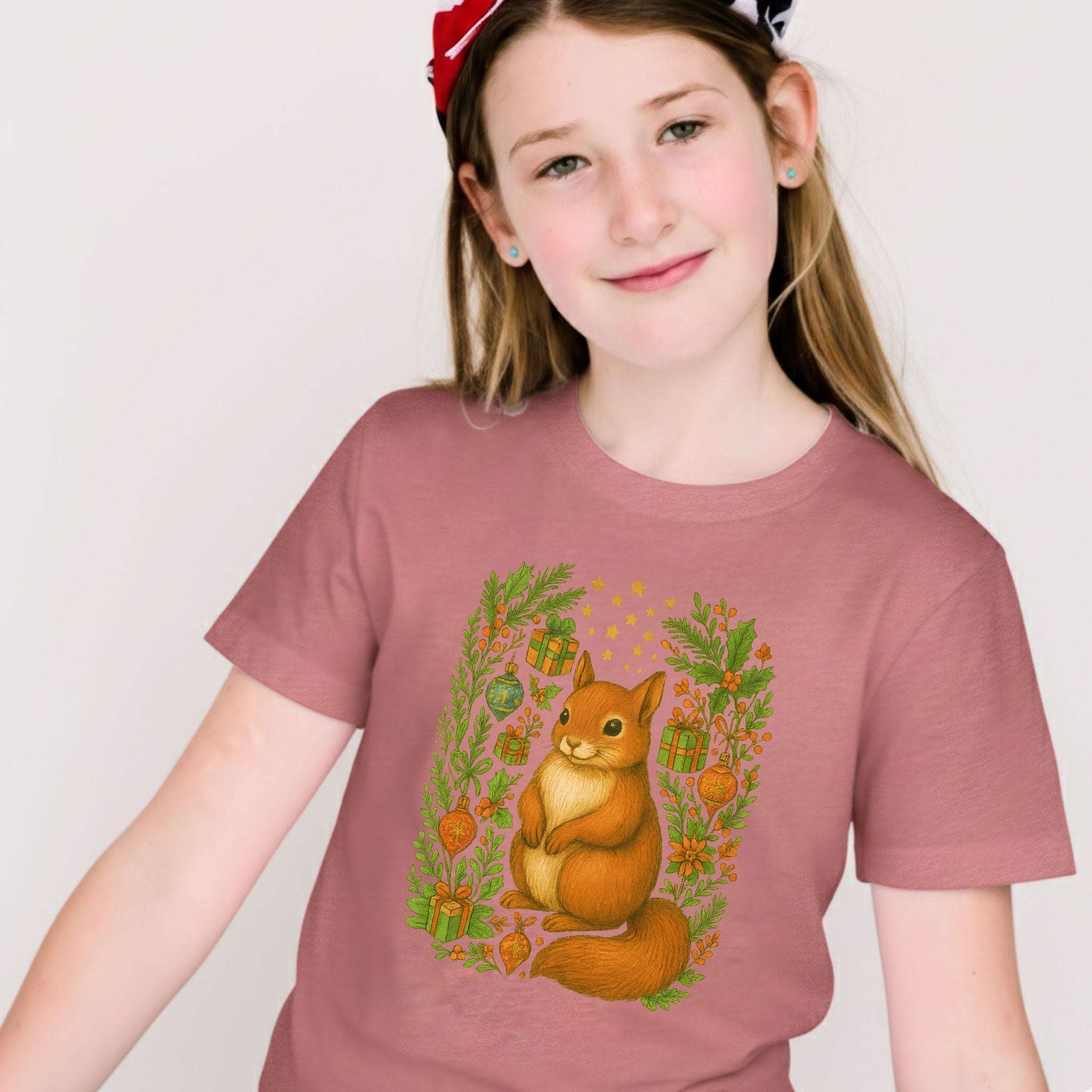 Christmas Squirrel Youth Tee – Cute Woodland Holiday Animal Shirt
