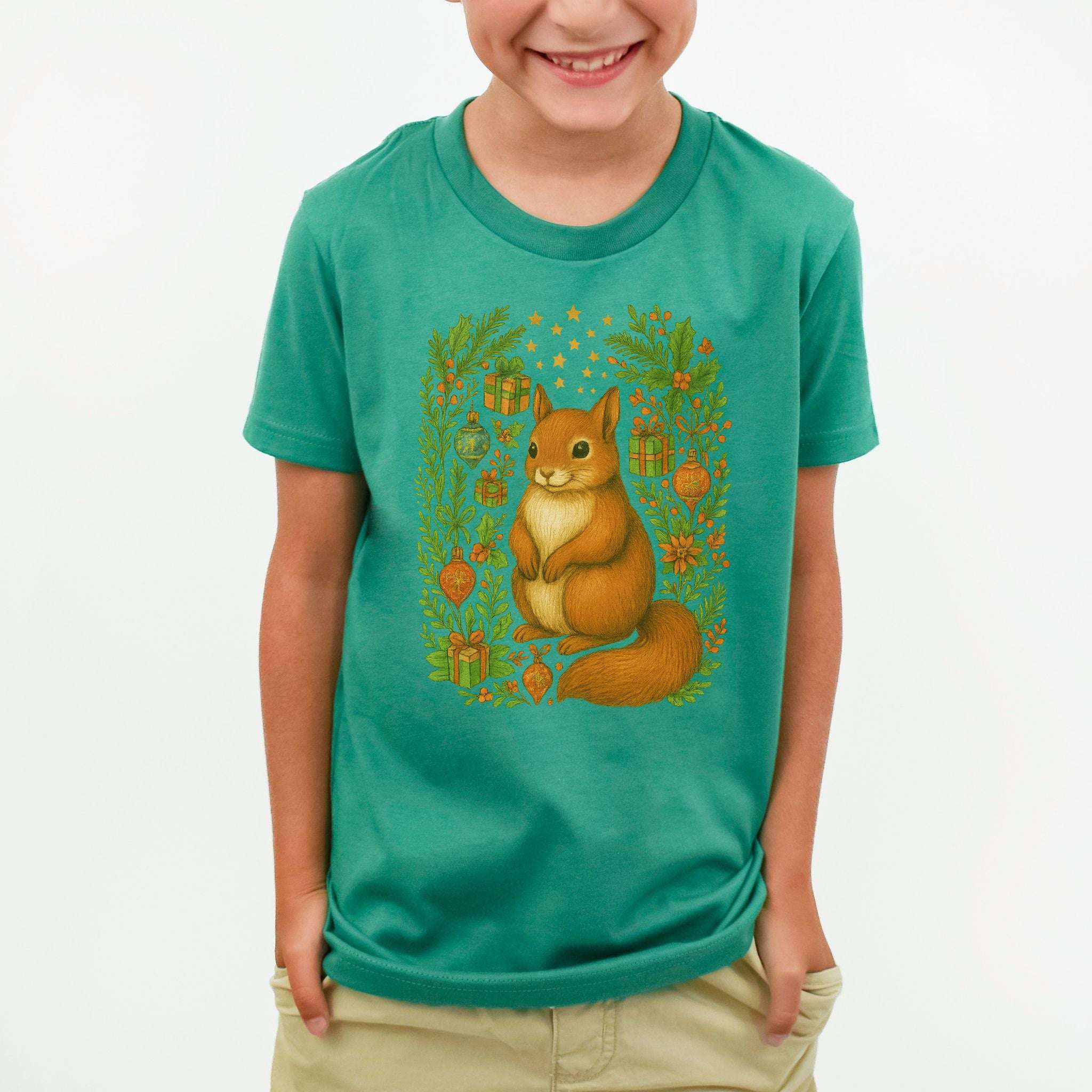 Christmas Squirrel Youth Tee – Cute Woodland Holiday Animal Shirt