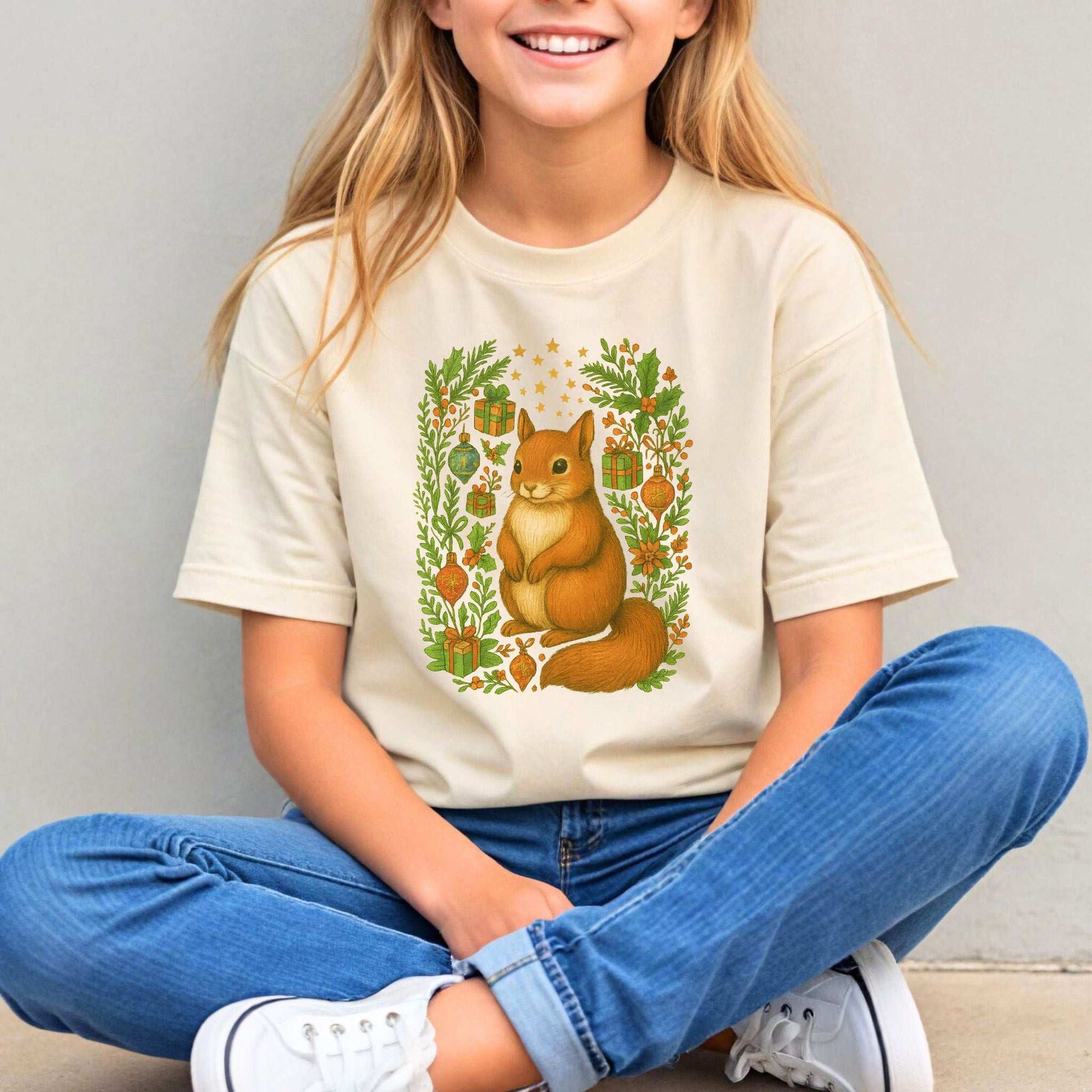 Christmas Squirrel Youth Tee – Cute Woodland Holiday Animal Shirt