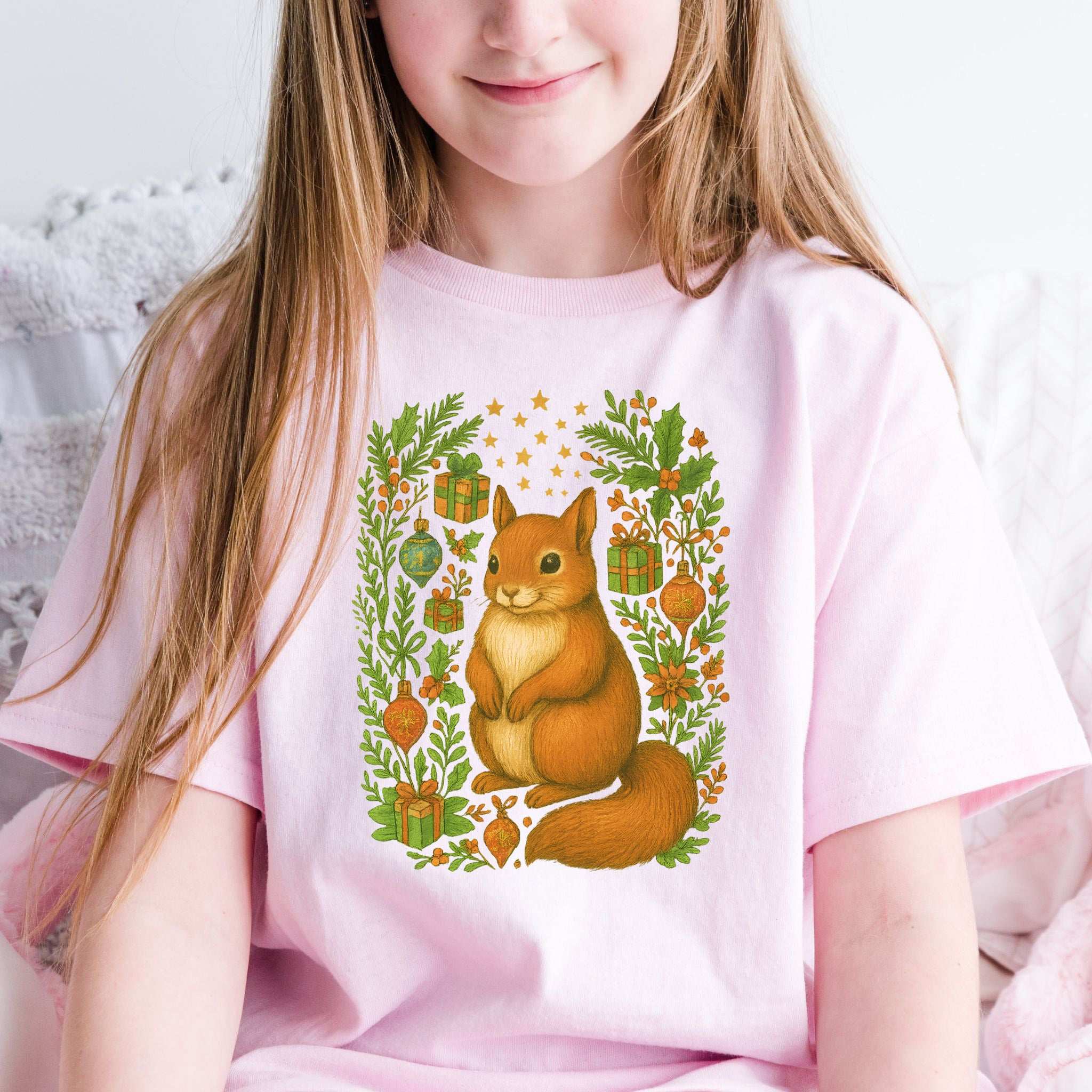 Christmas Squirrel Youth Tee – Cute Woodland Holiday Animal Shirt