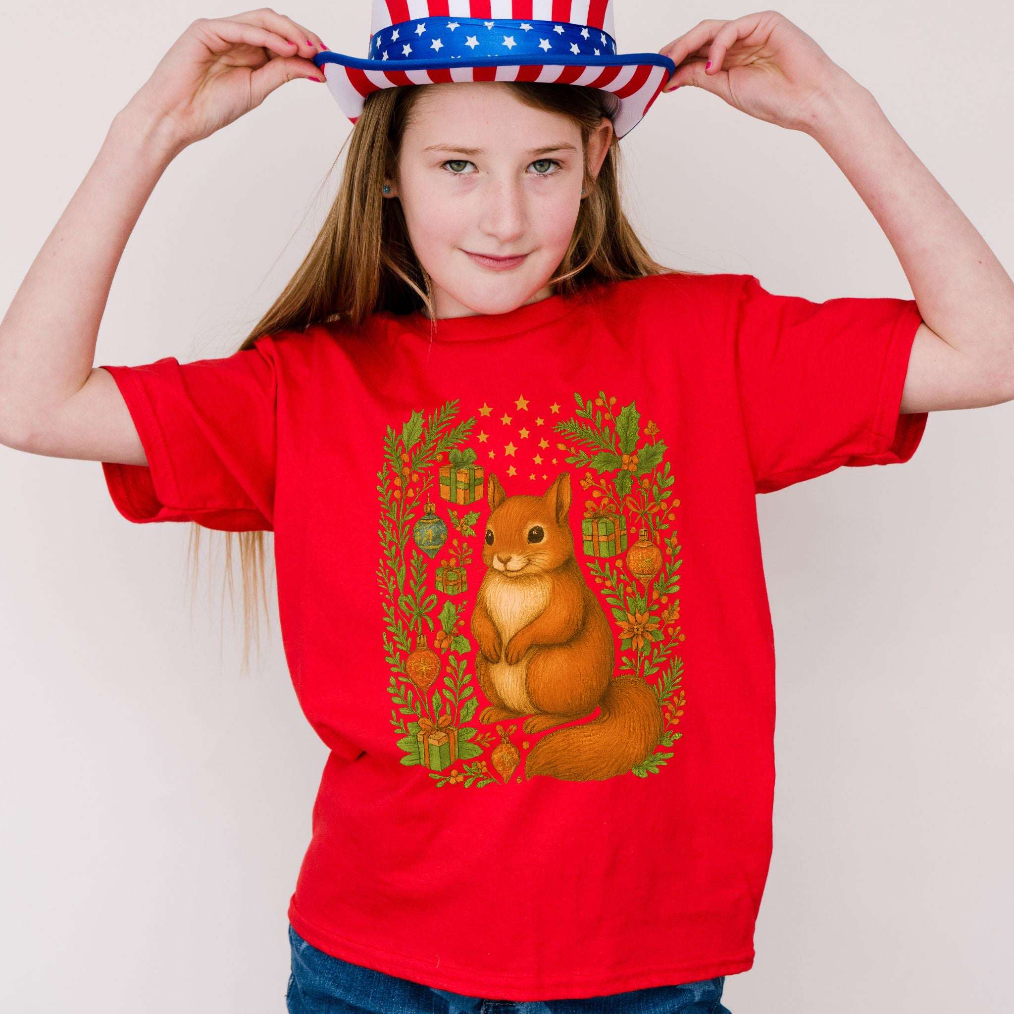 Christmas Squirrel Youth Tee – Cute Woodland Holiday Animal Shirt