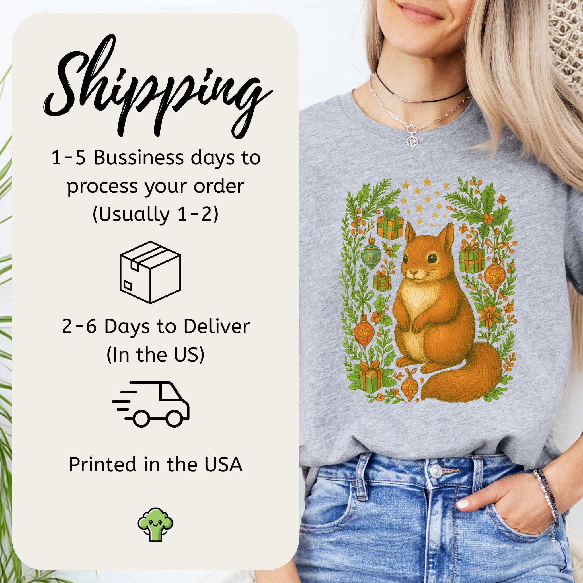 Christmas Squirrel T-Shirt – Cute Woodland Holiday Animal Tee