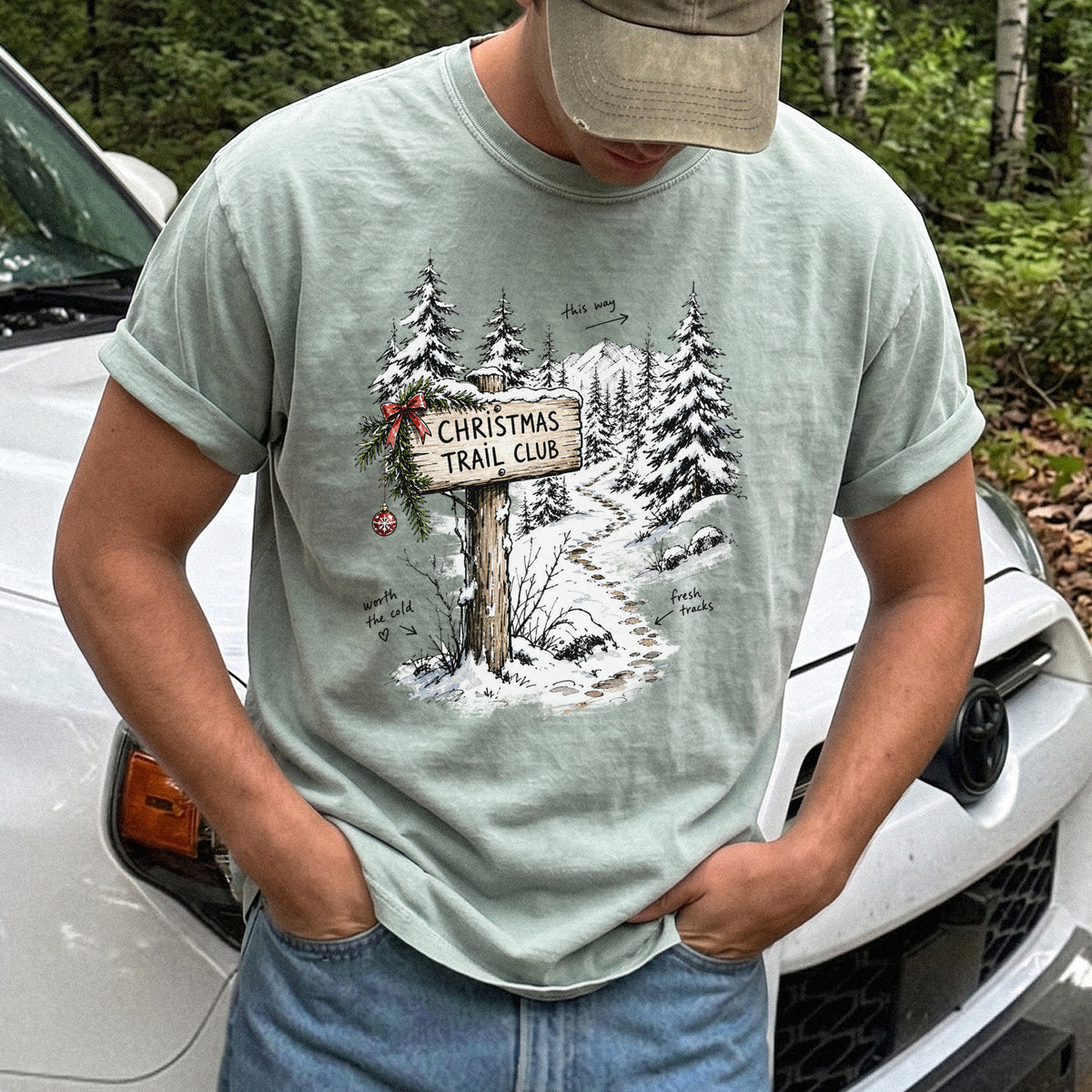 Christmas Trail Club Comfort Colors Shirt – Winter Hiking Tee