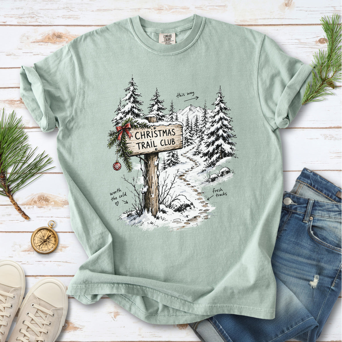 Christmas Trail Club Comfort Colors Shirt – Winter Hiking Tee