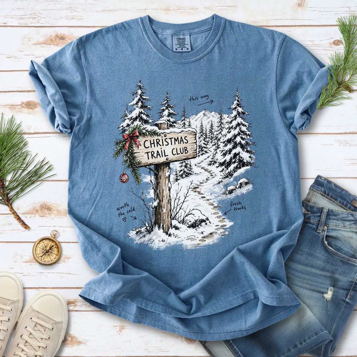 Christmas Trail Club Comfort Colors Shirt – Winter Hiking Tee