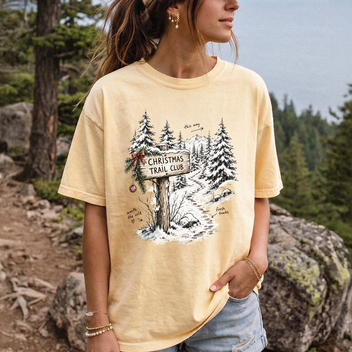 Christmas Trail Club Comfort Colors Shirt – Winter Hiking Tee