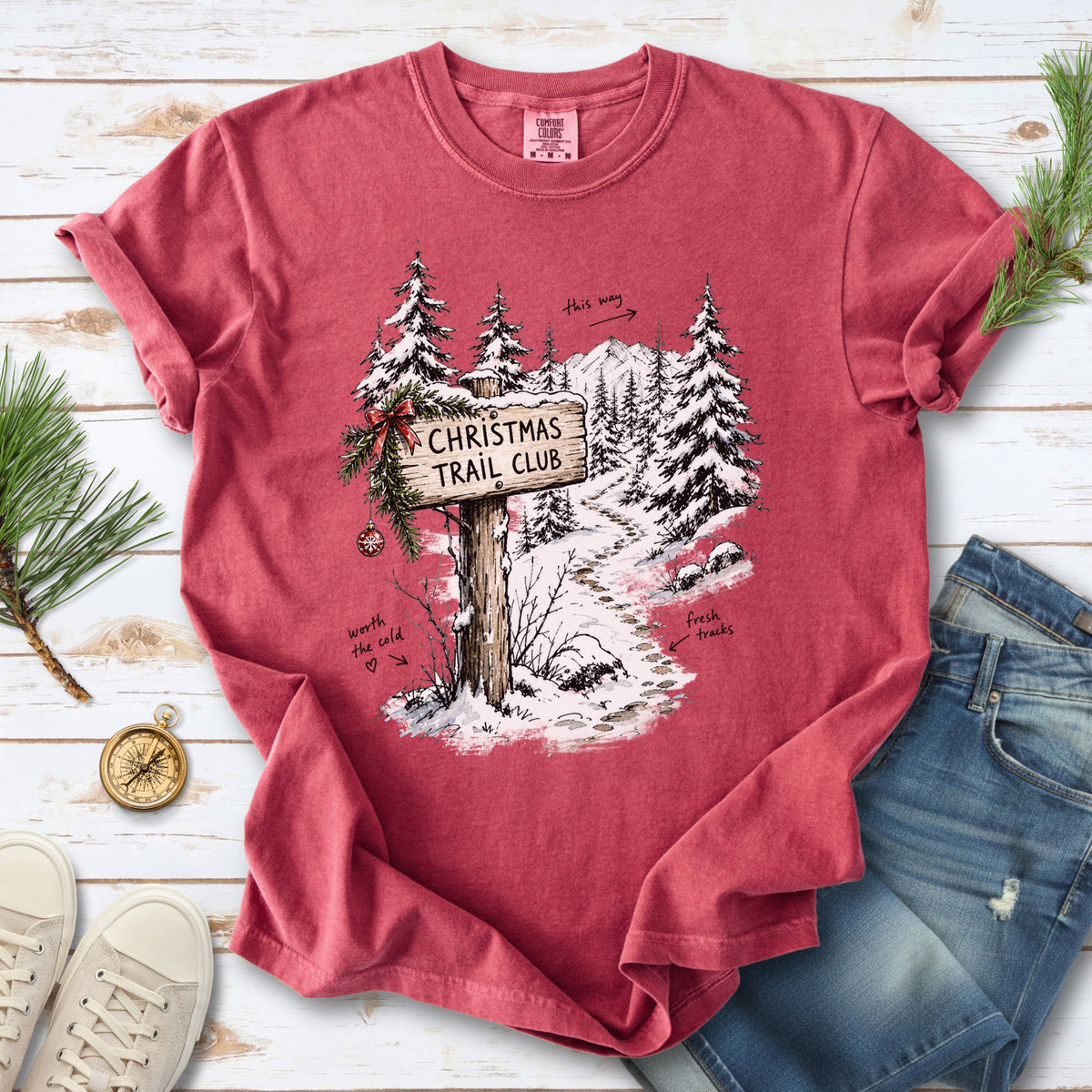 Christmas Trail Club Comfort Colors Shirt – Winter Hiking Tee