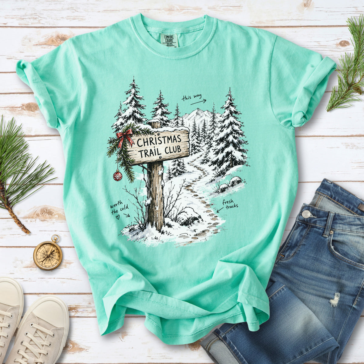 Christmas Trail Club Comfort Colors Shirt – Winter Hiking Tee