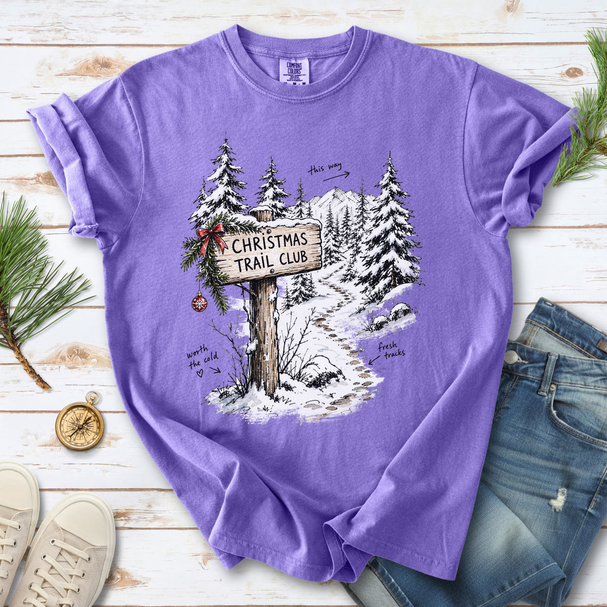 Christmas Trail Club Comfort Colors Shirt – Winter Hiking Tee