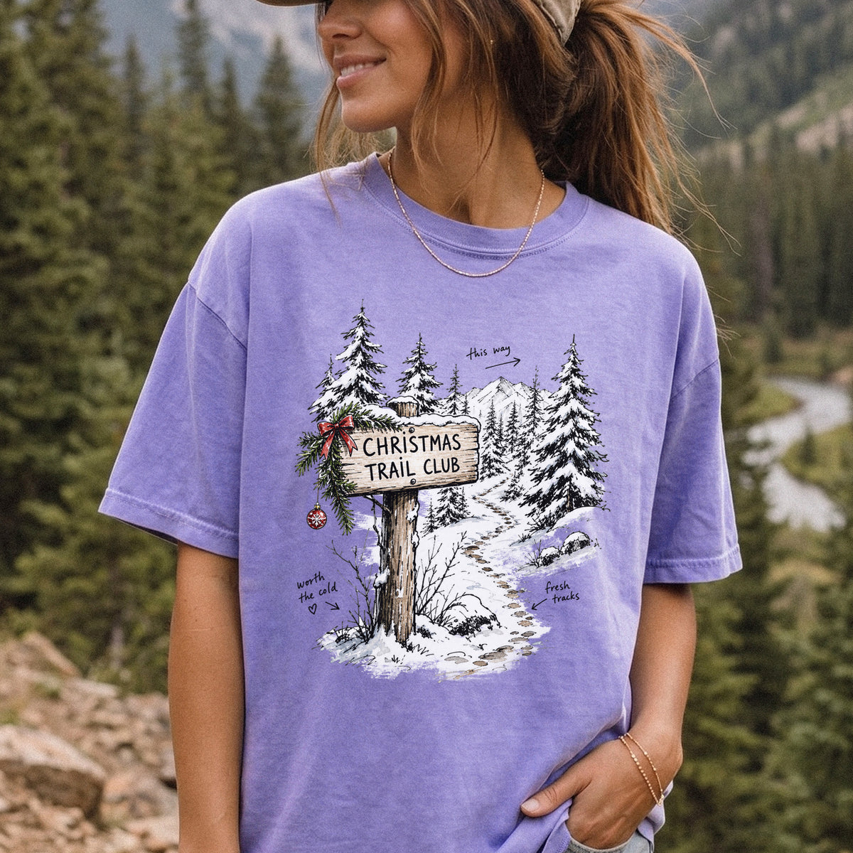 Christmas Trail Club Comfort Colors Shirt – Winter Hiking Tee