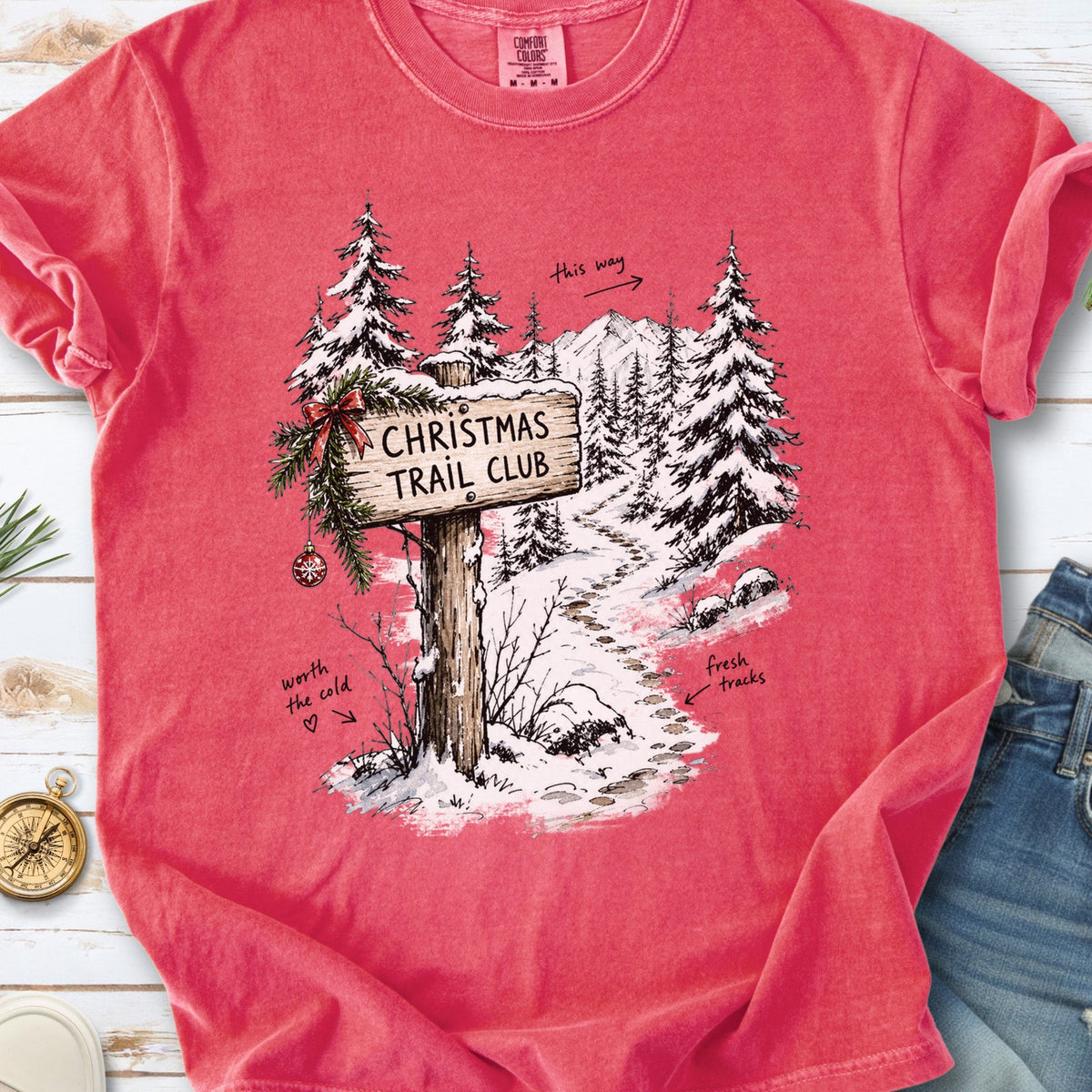 Christmas Trail Club Comfort Colors Shirt – Winter Hiking Tee