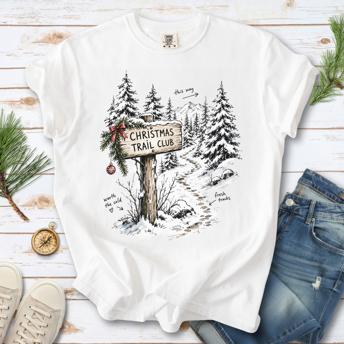 Christmas Trail Club Comfort Colors Shirt – Winter Hiking Tee