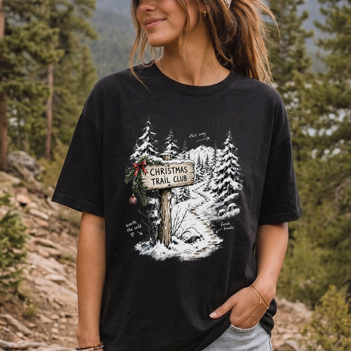 Christmas Trail Club Comfort Colors Shirt – Winter Hiking Tee