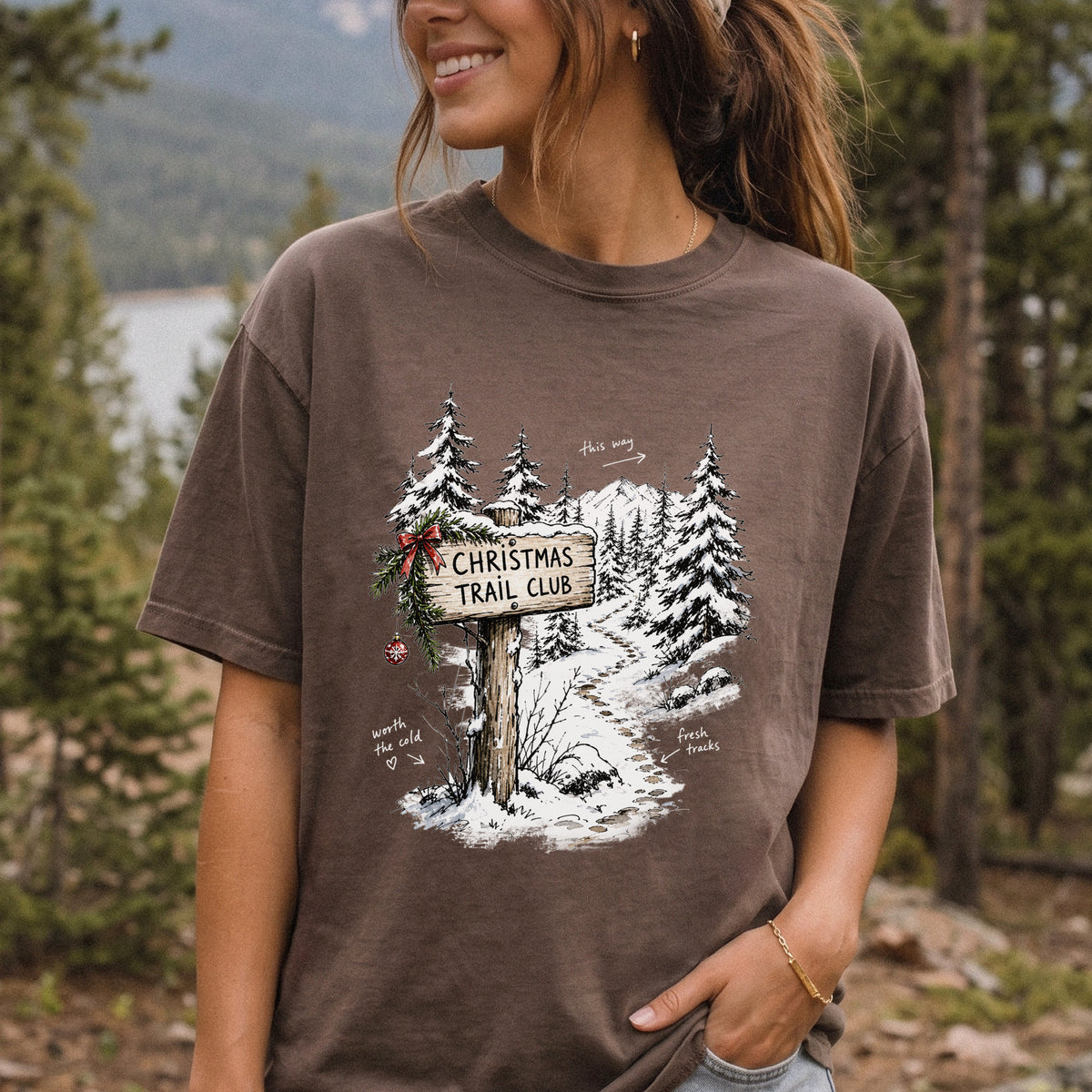 Christmas Trail Club Comfort Colors Shirt – Winter Hiking Tee