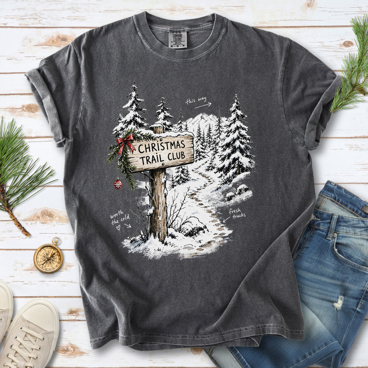 Christmas Trail Club Comfort Colors Shirt – Winter Hiking Tee