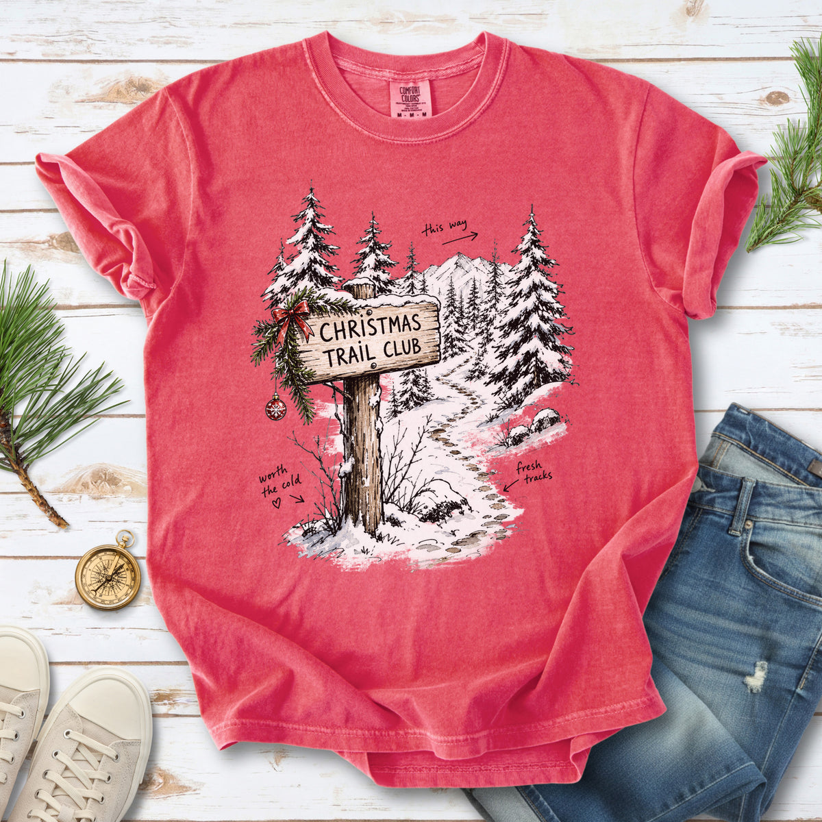 Christmas Trail Club Comfort Colors Shirt – Winter Hiking Tee