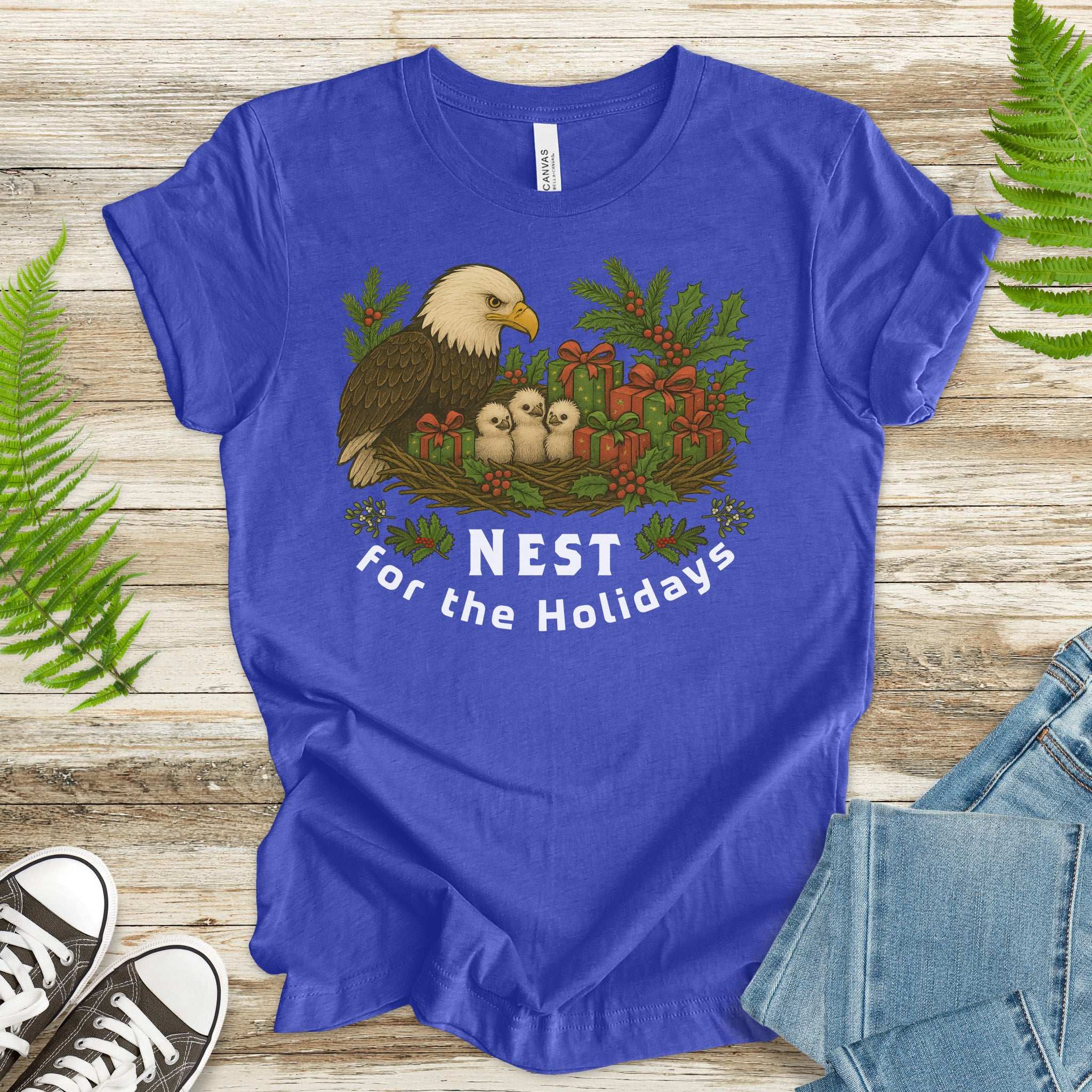 Nest for the Holidays T-Shirt – Funny Bald Eagle Christmas Tee